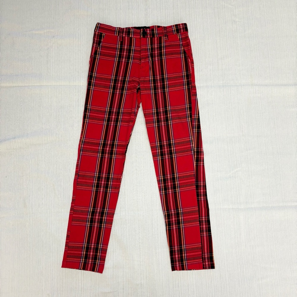 Jaywalker Red Tartan Plaid Pants Big Boys Slim Skater